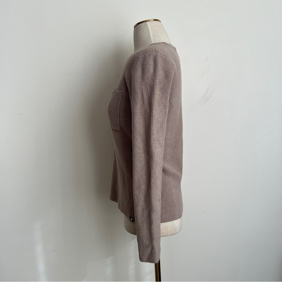 FIGS Ribbed Knit Pocket Loungewear Sweater in Latte Brown Size Small - Picture 7 of 8